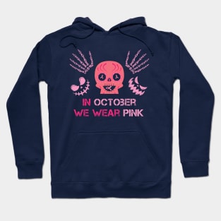 In October We Wear Pink Sugar Skull Breast Cancer Awareness Halloween Hoodie